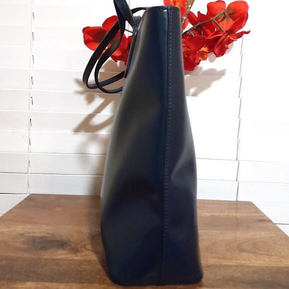 Kate Spade Newyork Leather Large Jana Shoulder Tote Bag Dark Blue - Picture 6 of 10